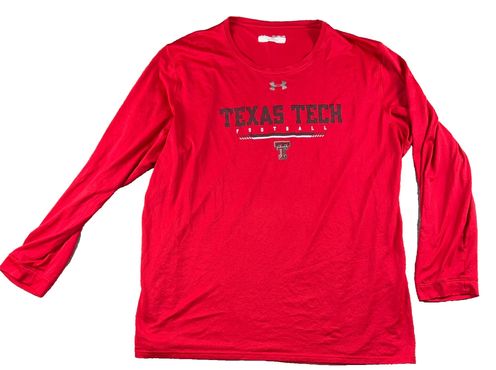 Texas Tech Red Raiders Under Armour Football Long Sleeve Shirt 3XL Red NCAA